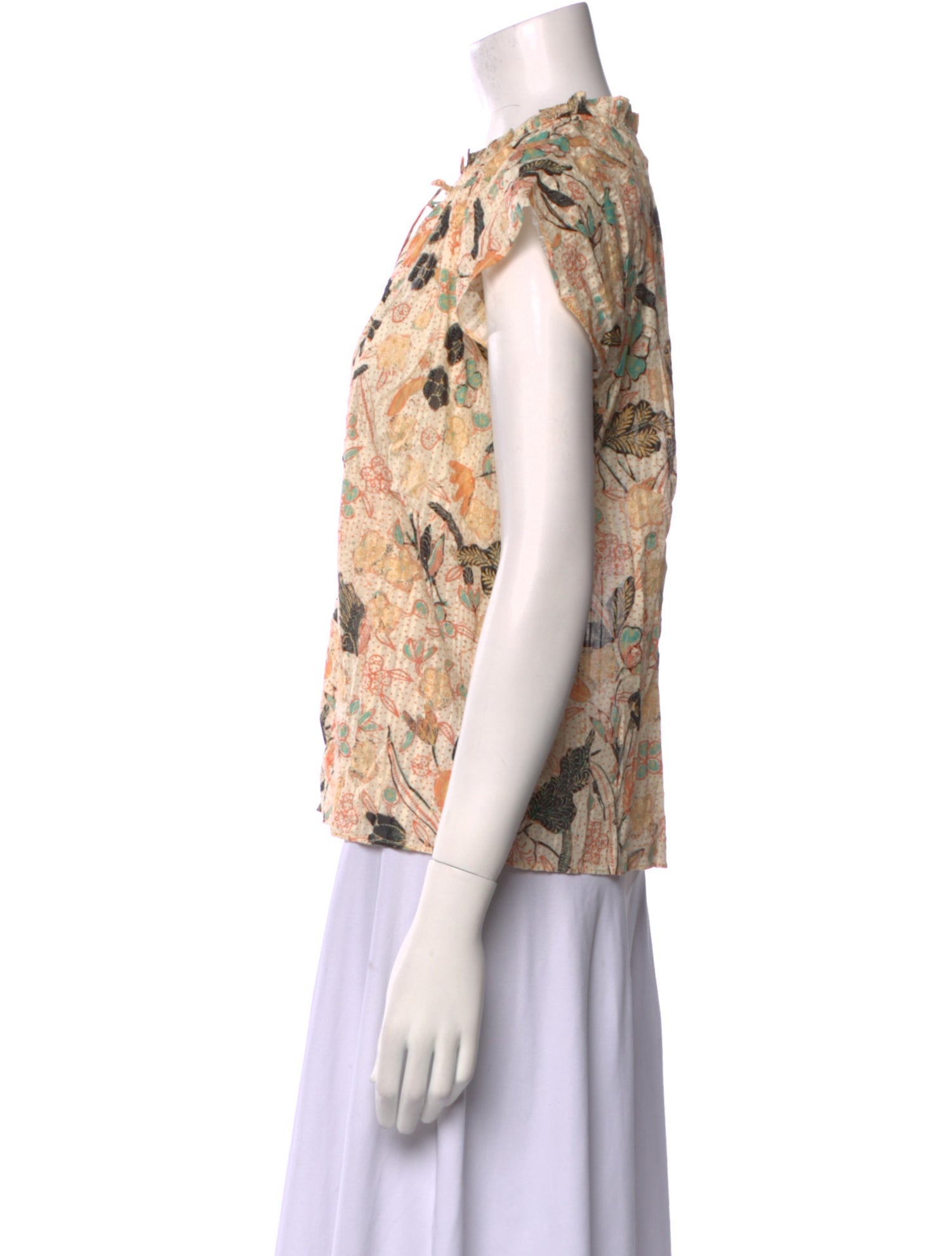 Ulla Johnson Floral Print Tie Neck Blouse