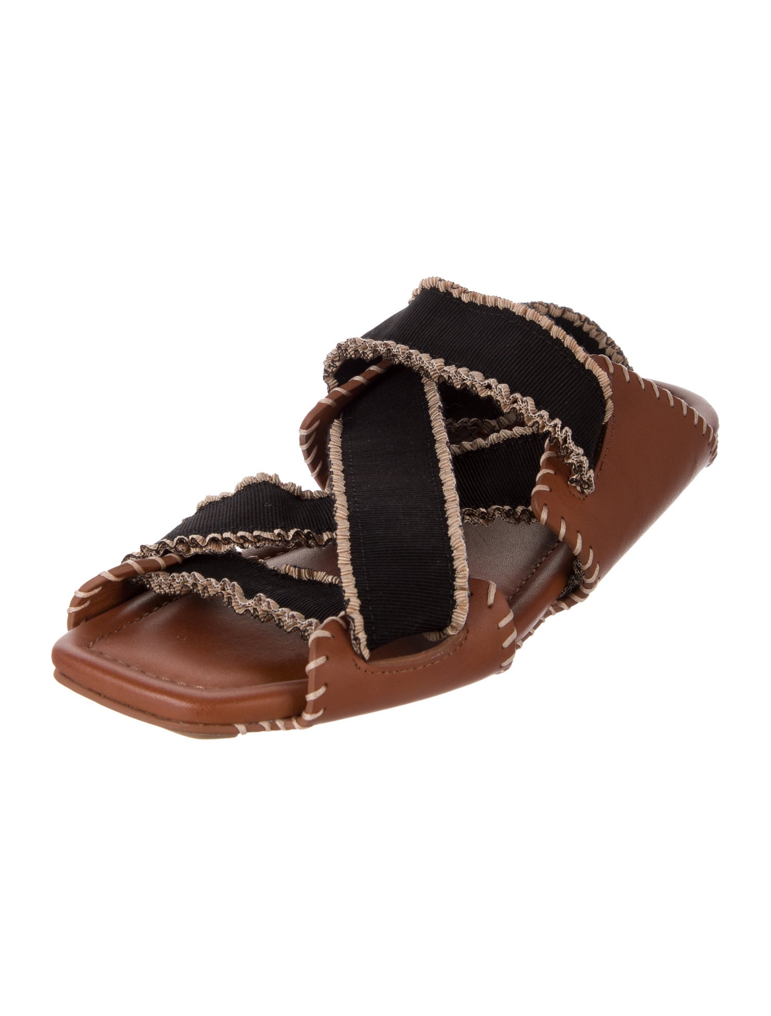 Ulla Johnson Leather Colorblock Pattern Slides