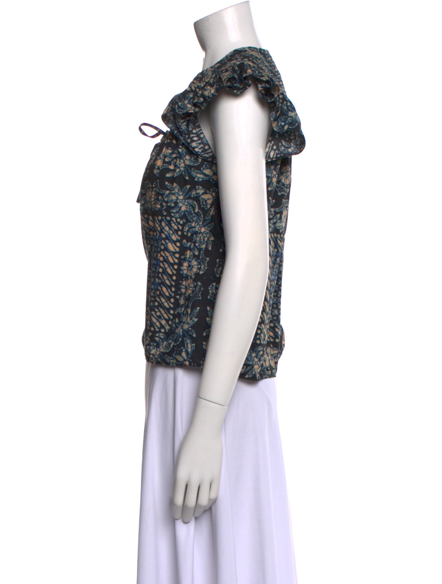 Ulla Johnson Floral Print Tie Neck Top