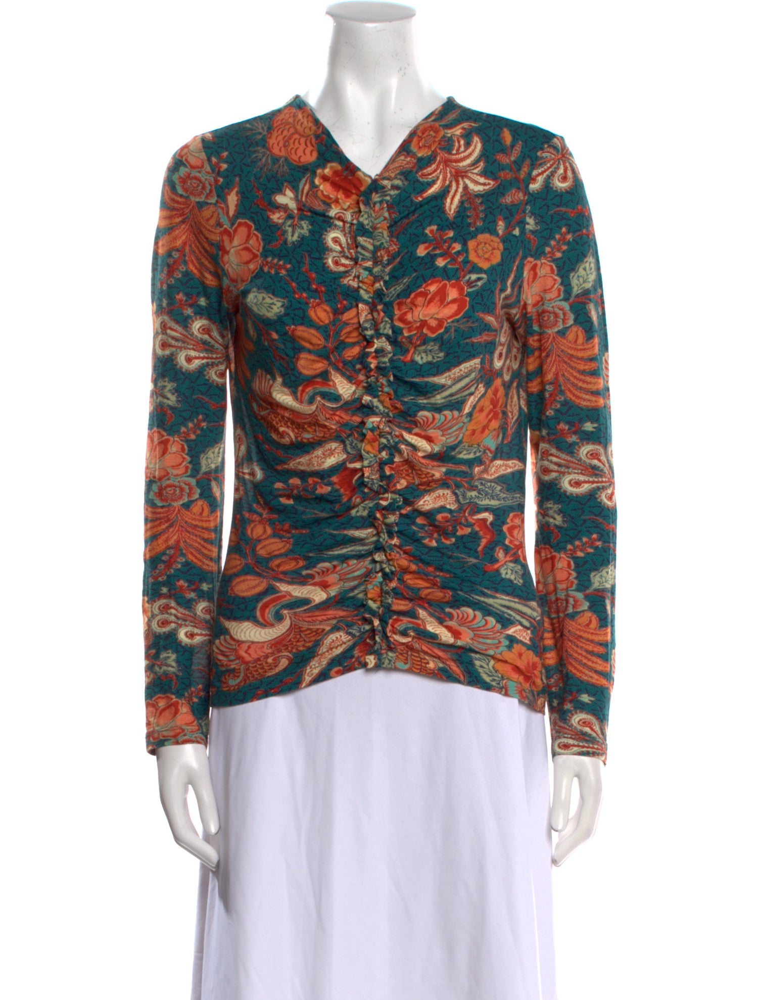 Ulla Johnson Printed V-Neck Top