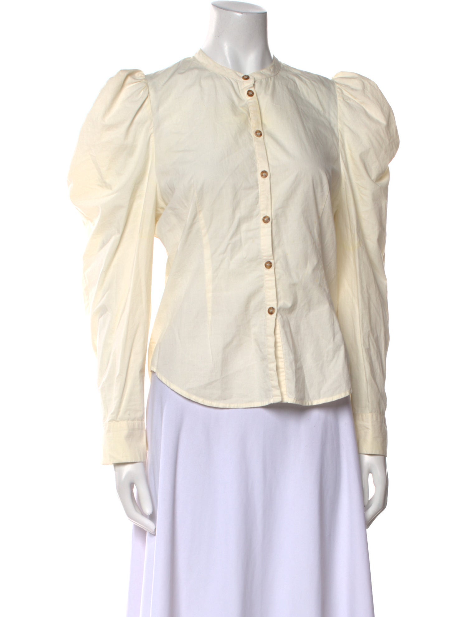 Ulla Johnson Crew Neck Long Sleeve Button-Up Top