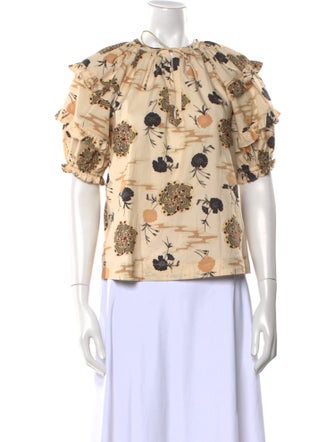 Ulla Johnson Floral Print Mock Neck Top