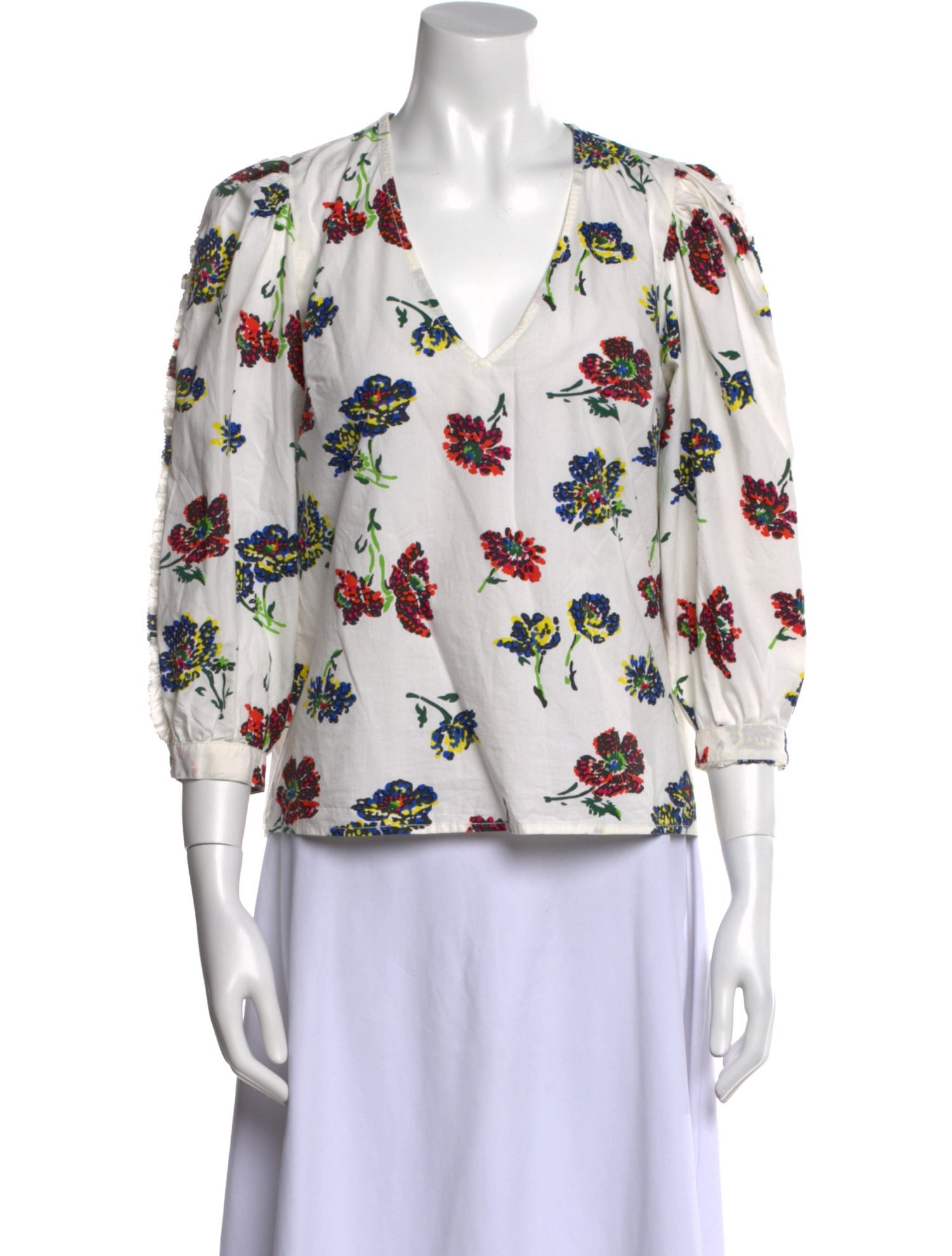 Ulla Johnson Floral Print V-Neck Blouse