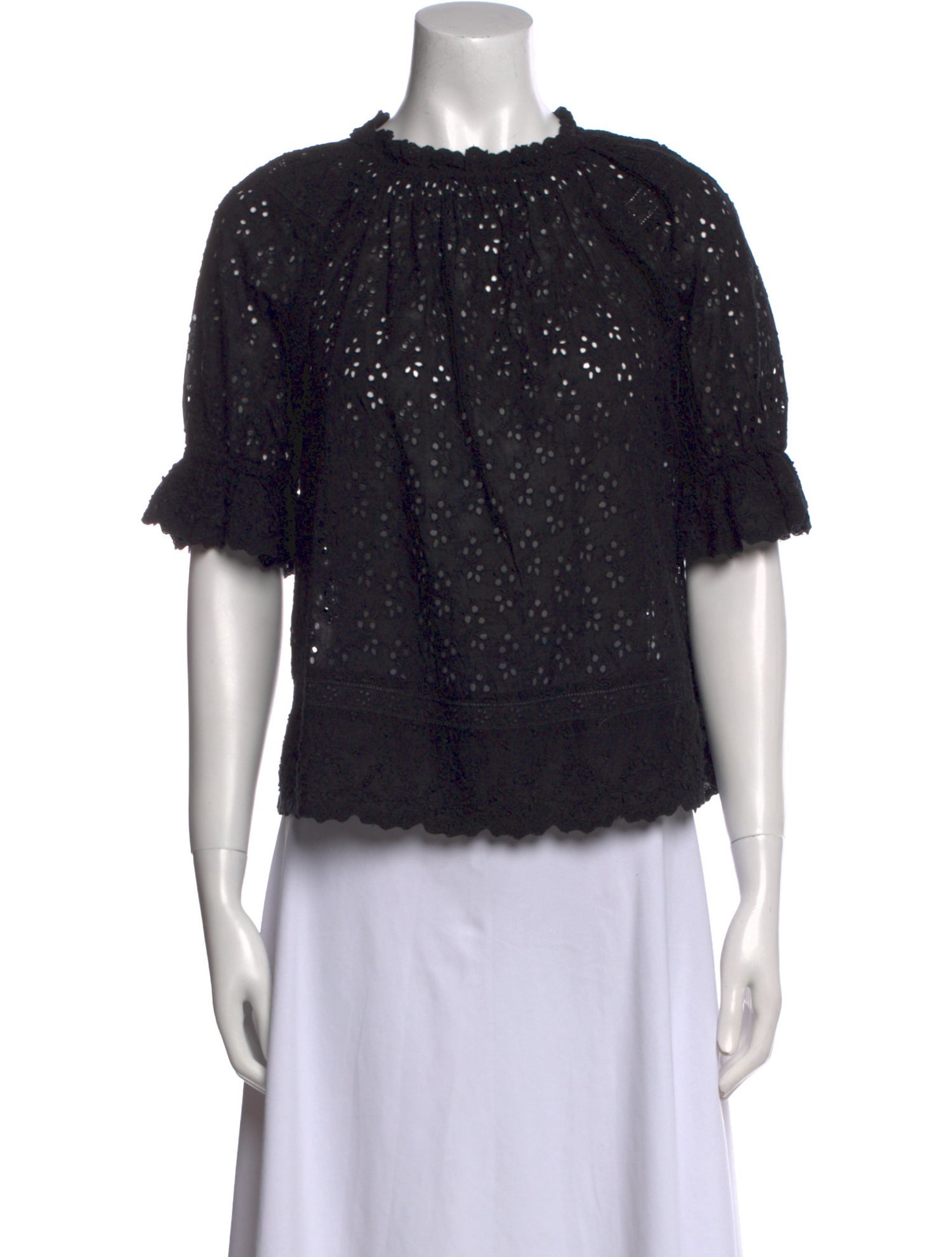 Ulla Johnson Lace Pattern Crew Neck Blouse