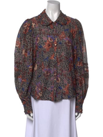Ulla Johnson Printed Long Sleeve Button-Up Top