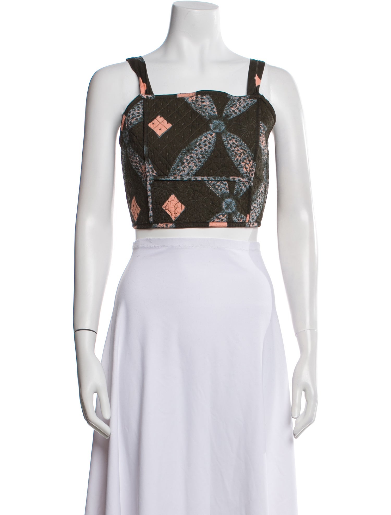 Ulla Johnson Printed Square Neckline Crop Top