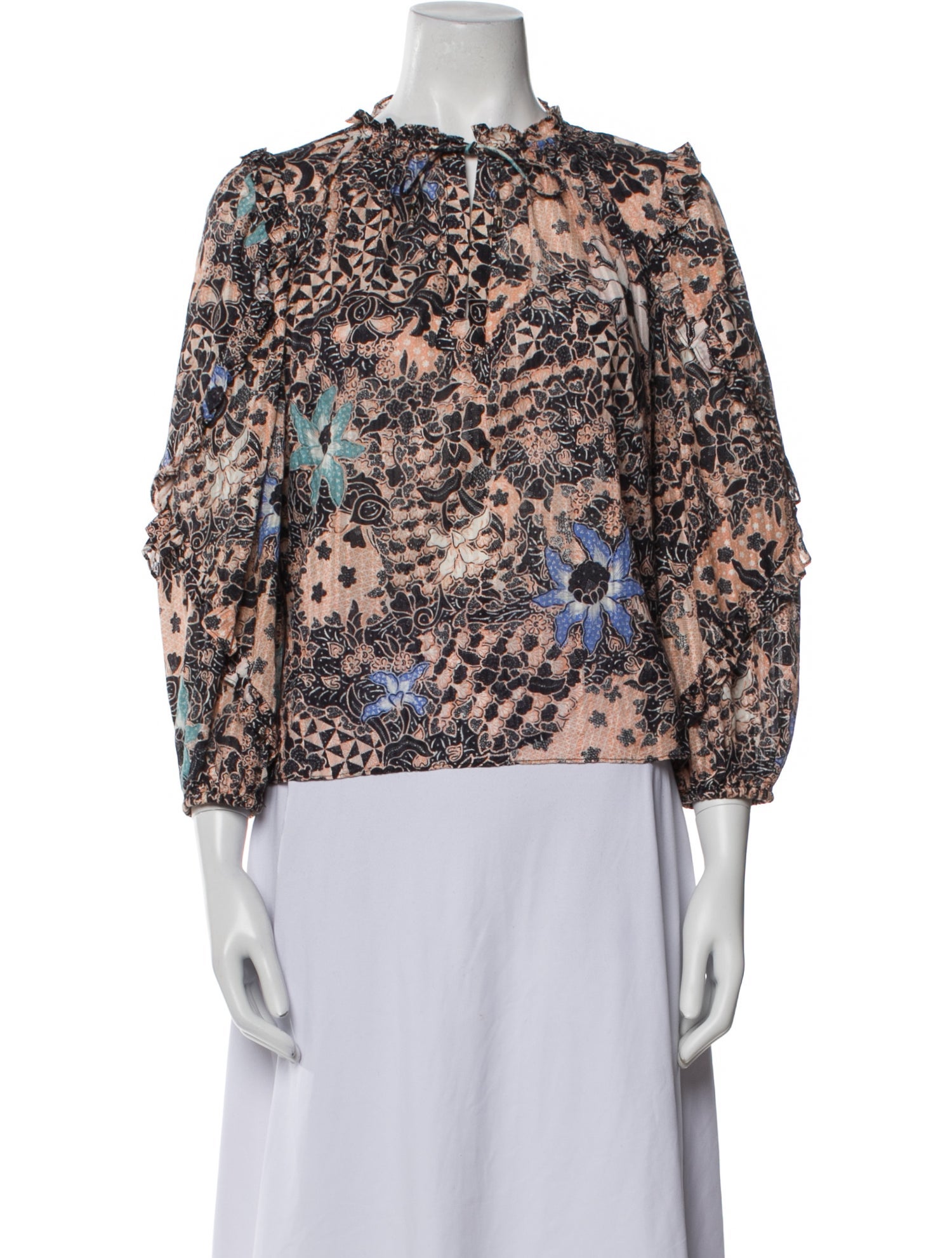 Ulla Johnson Floral Print Mock Neck Blouse