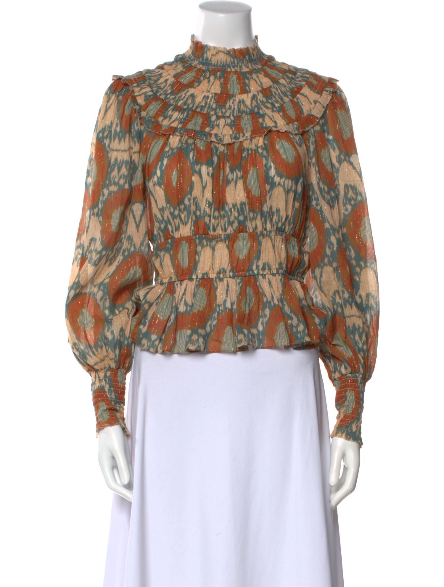 Ulla Johnson Printed Mock Neck Blouse