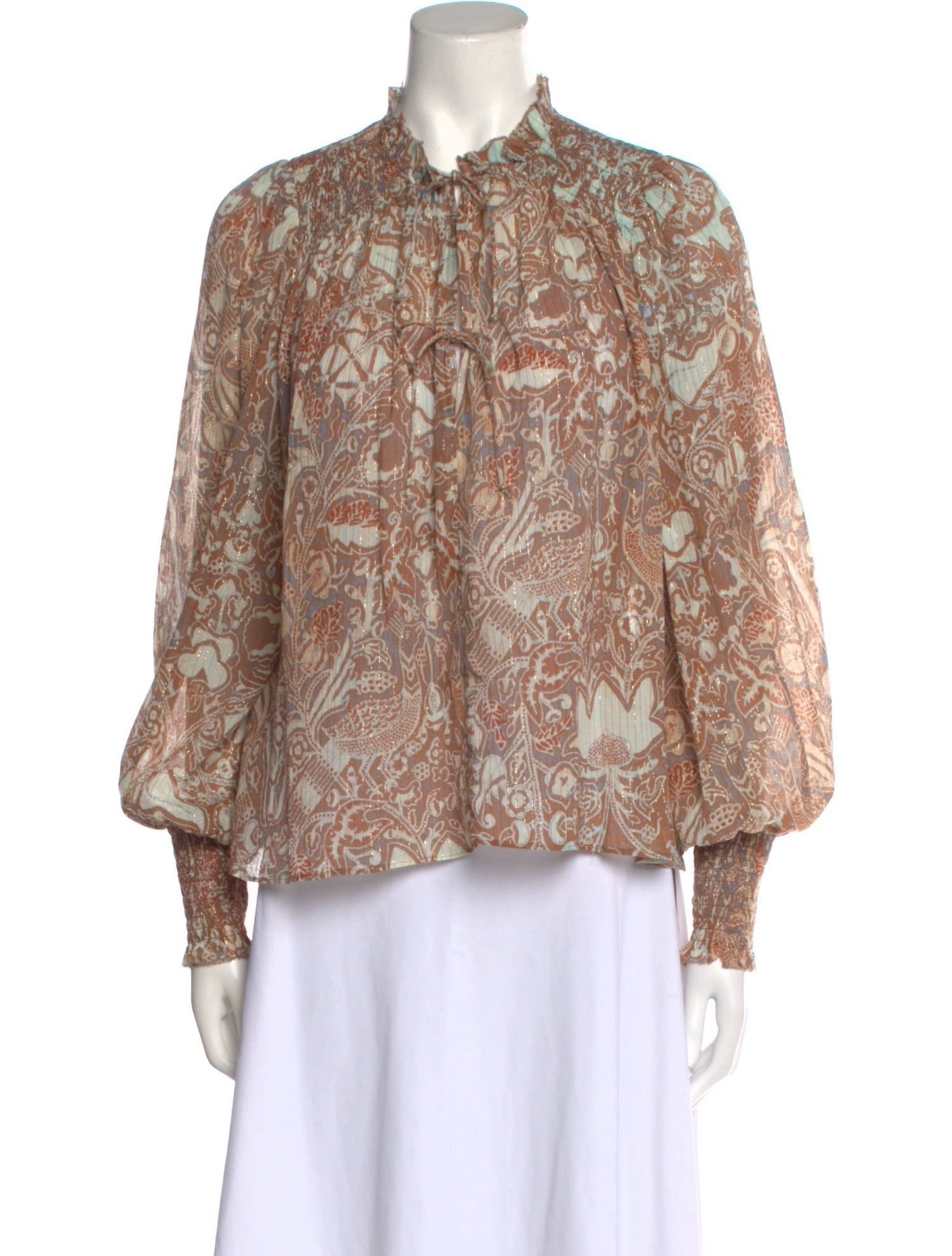 Ulla Johnson Paisley Print Mock Neck Blouse w/ Tags