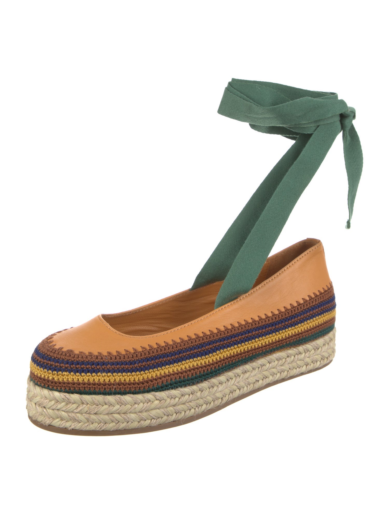 Ulla Johnson Leather Striped Espadrilles