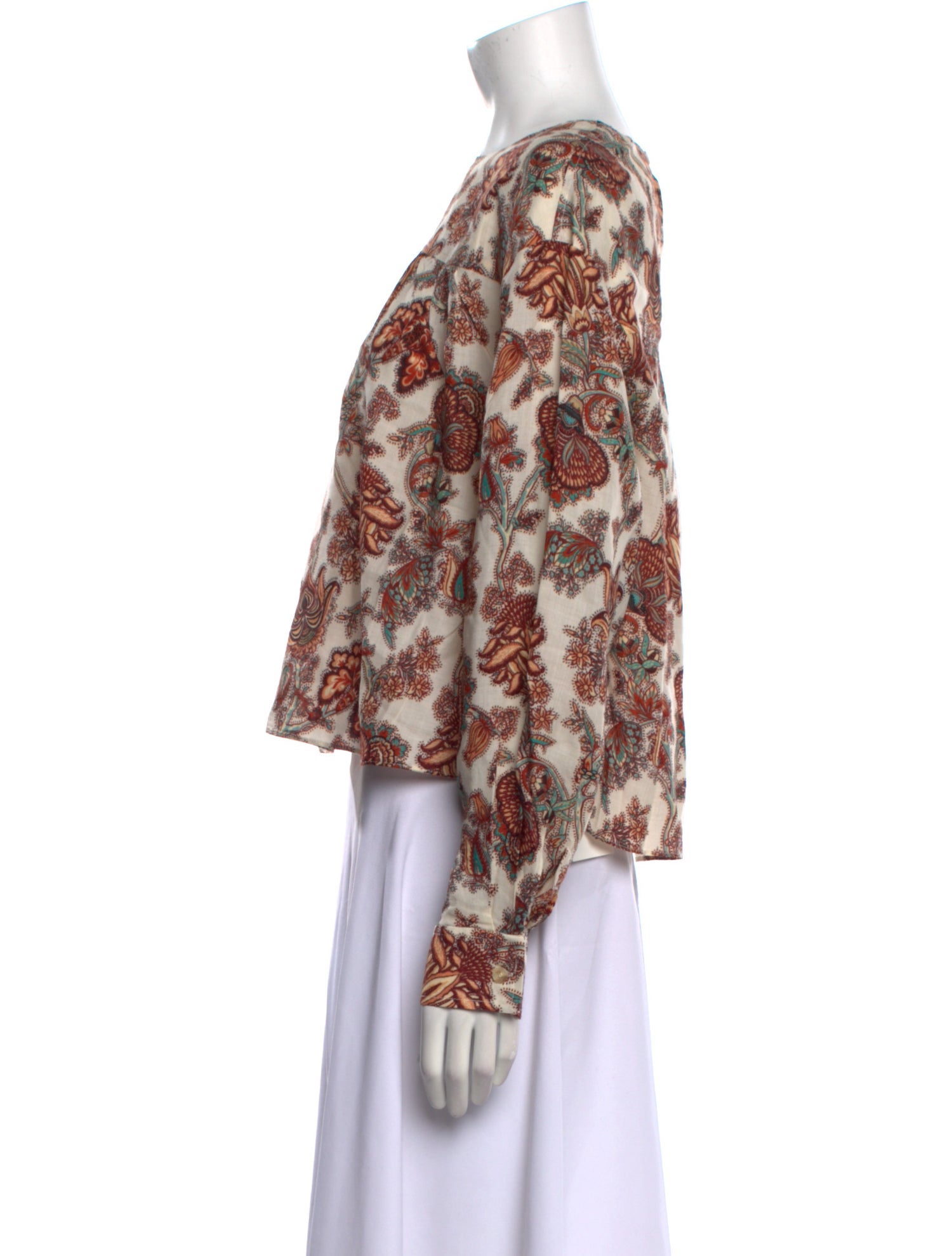 Ulla Johnson Printed Scoop Neck Crop Top