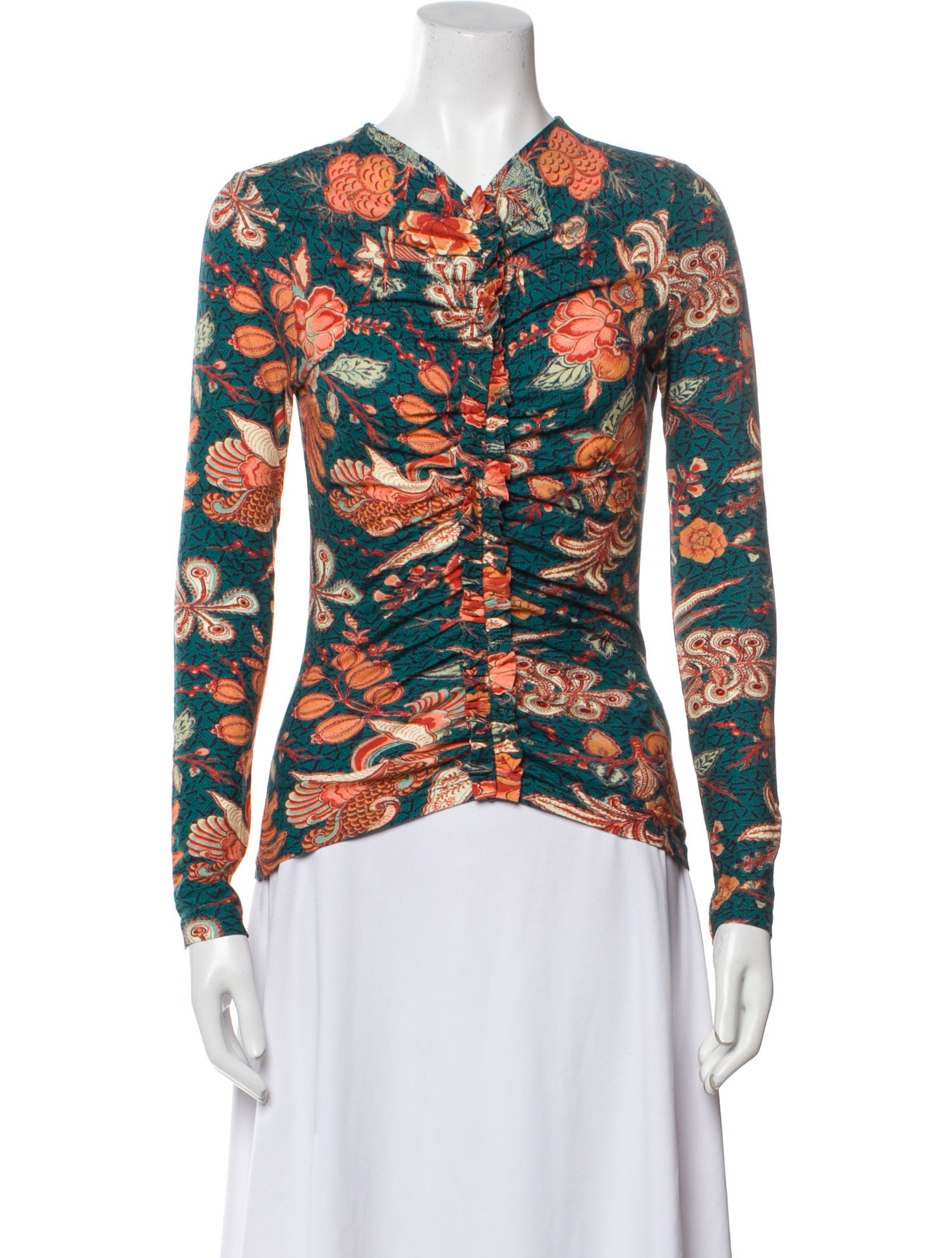 Ulla Johnson Printed V-Neck Top