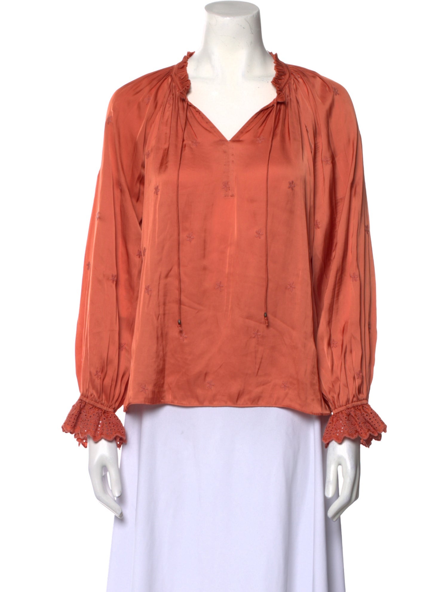 Ulla Johnson V-Neck Long Sleeve Blouse