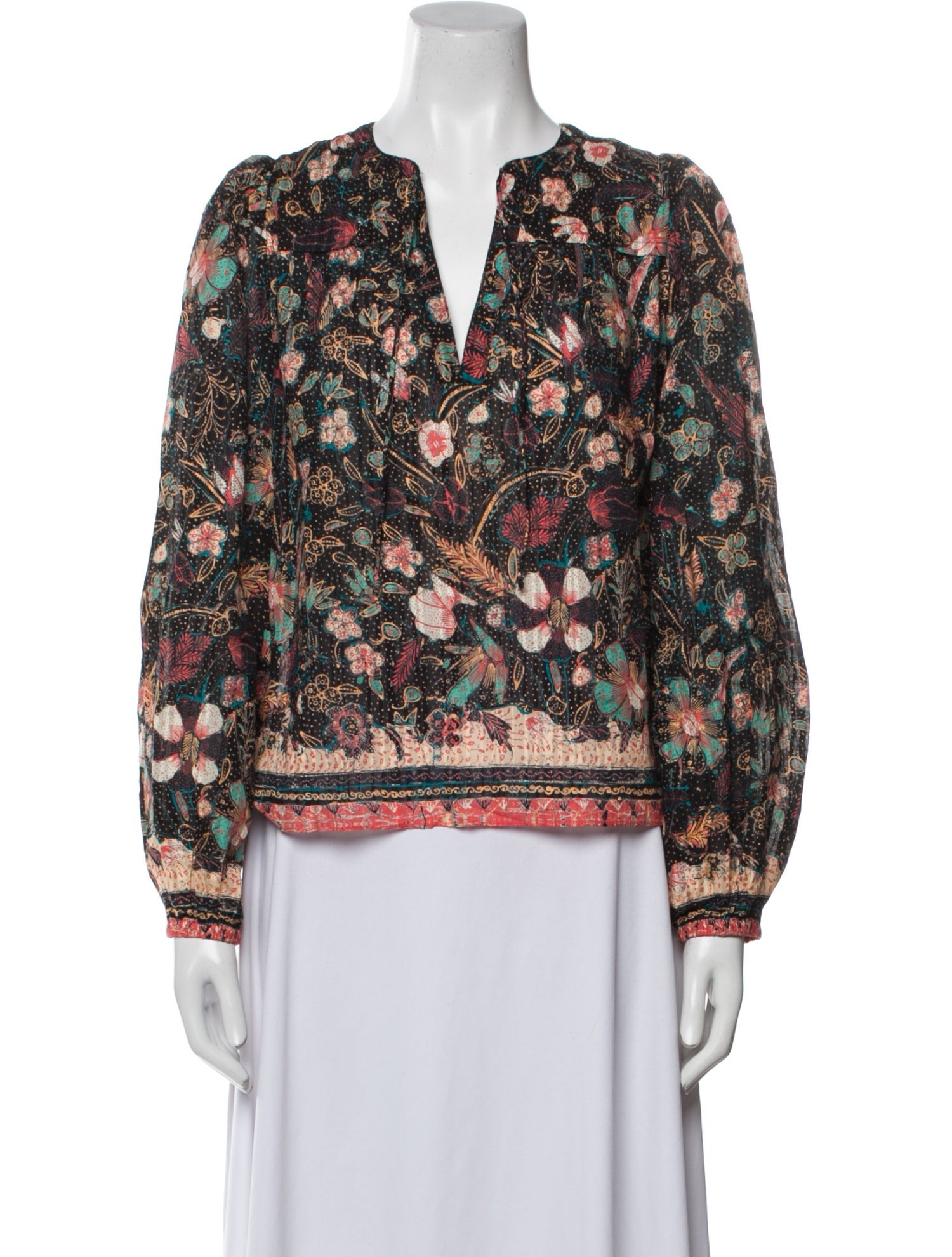 Ulla Johnson Floral Print V-Neck Blouse
