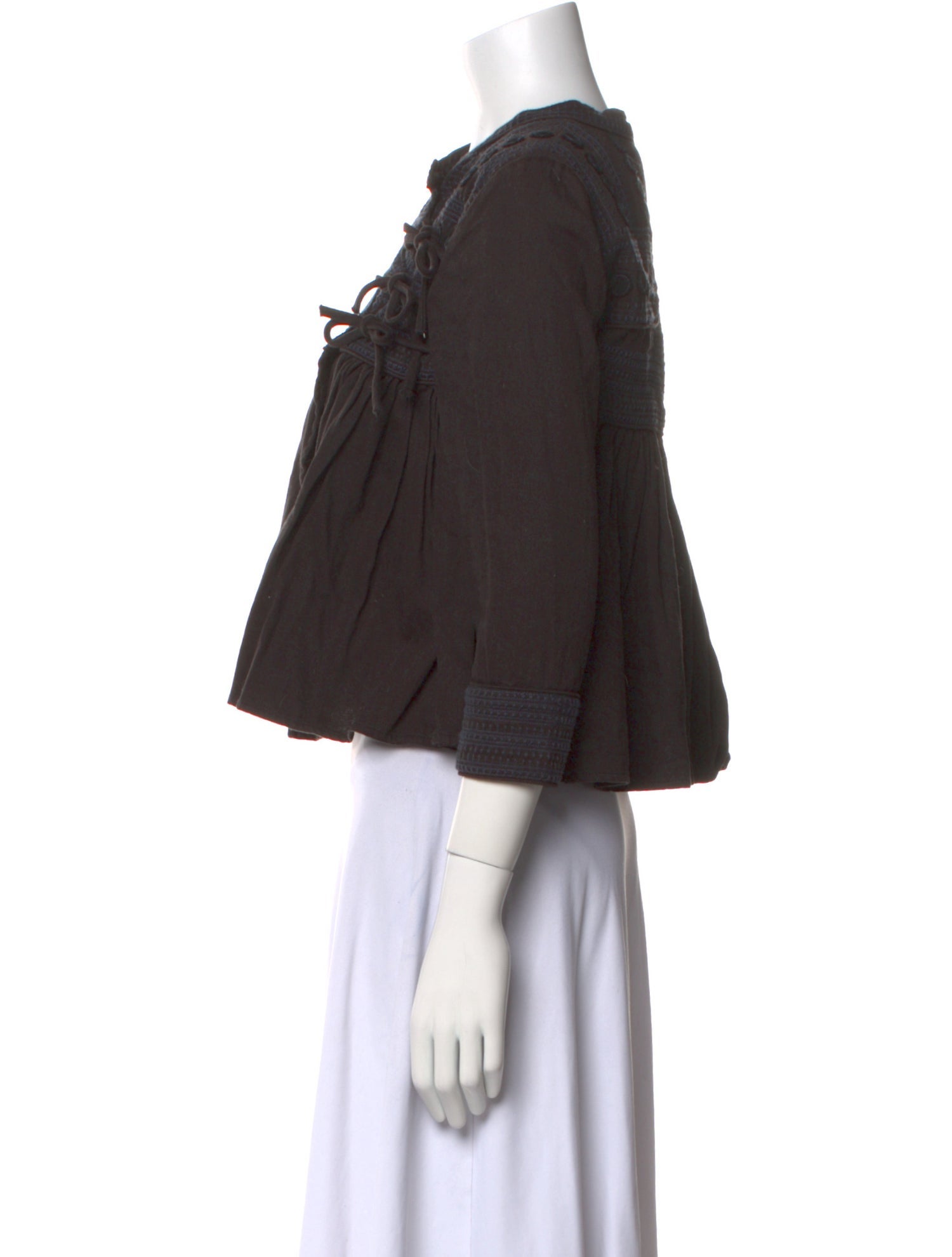 Ulla Johnson Mock Neck Three-Quarter Sleeve Crop Top