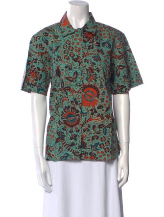 Ulla Johnson Printed Short Sleeve Button-Up Top