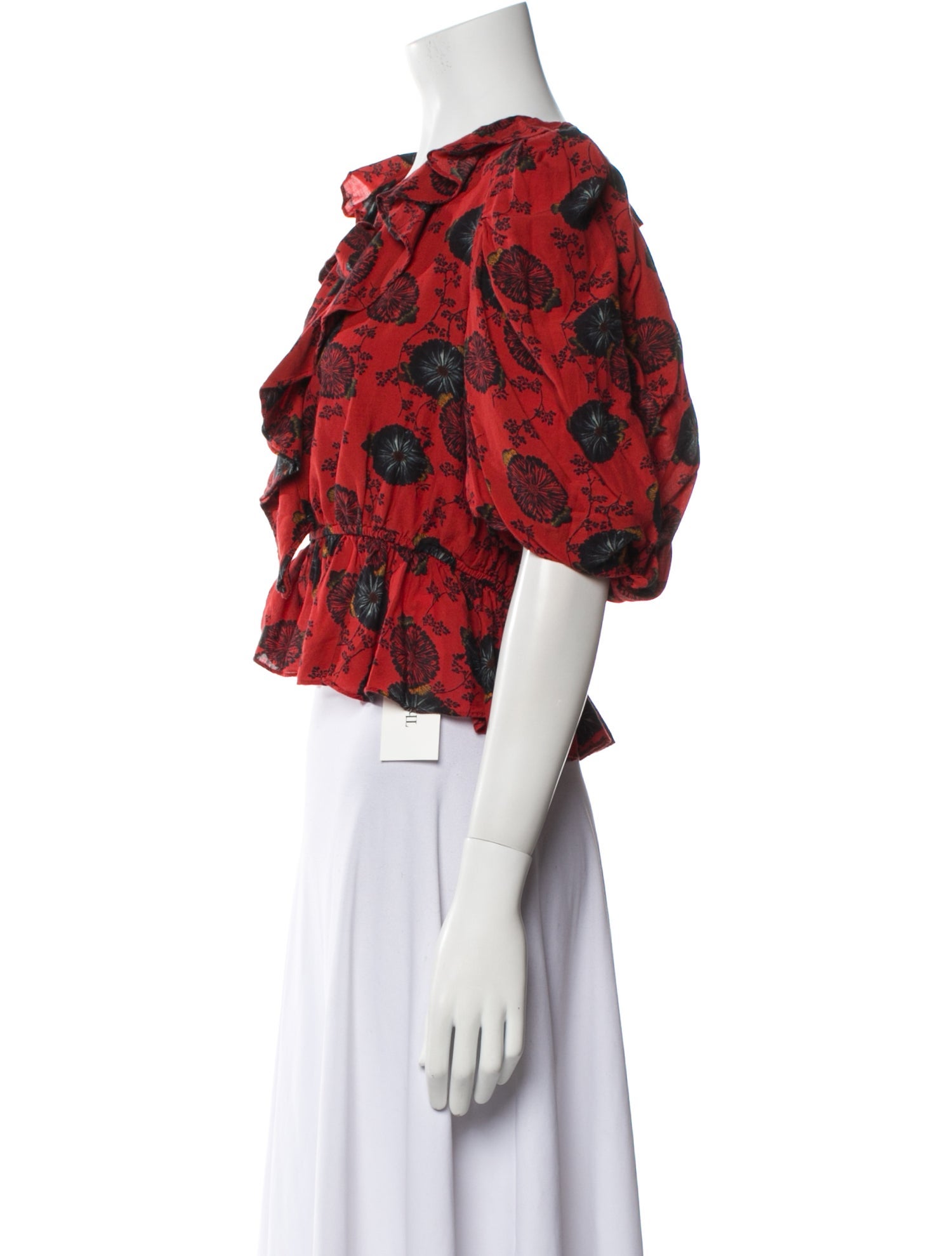 Ulla Johnson Floral Print Tie Neck Crop Top