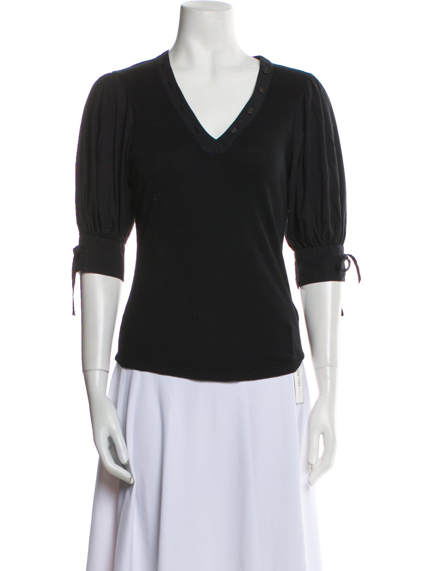 Ulla Johnson V-Neck Three-Quarter Sleeve T-Shirt