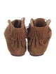 Ulla Johnson Suede Fringe Trim Accent Lace-Up Boots