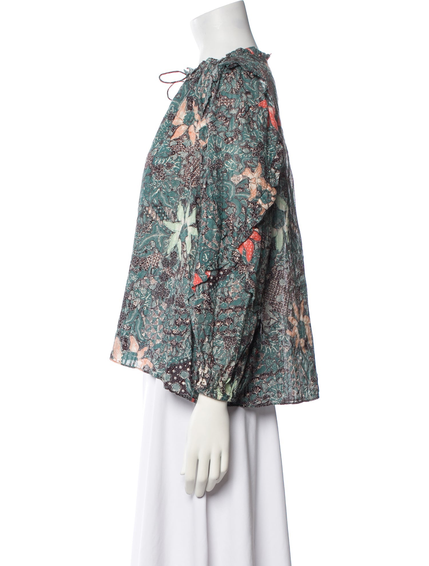 Ulla Johnson Floral Print Tie Neck Blouse