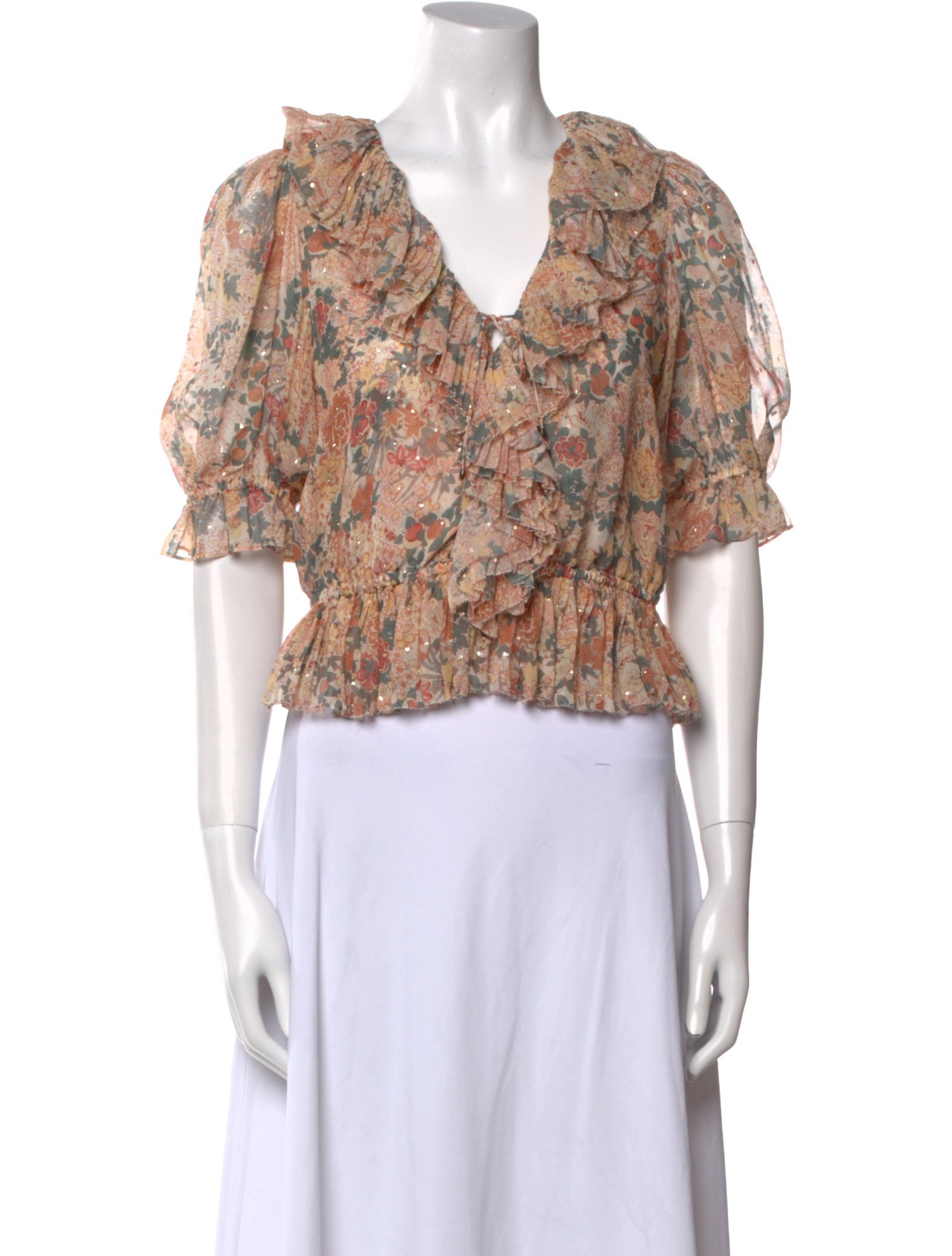 Ulla Johnson Silk Floral Print Crop Top