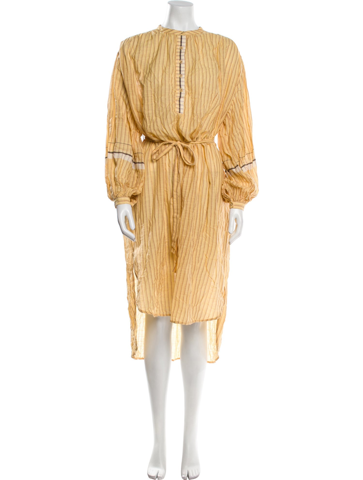 Ulla Johnson Striped Pleated Accents Nightgown