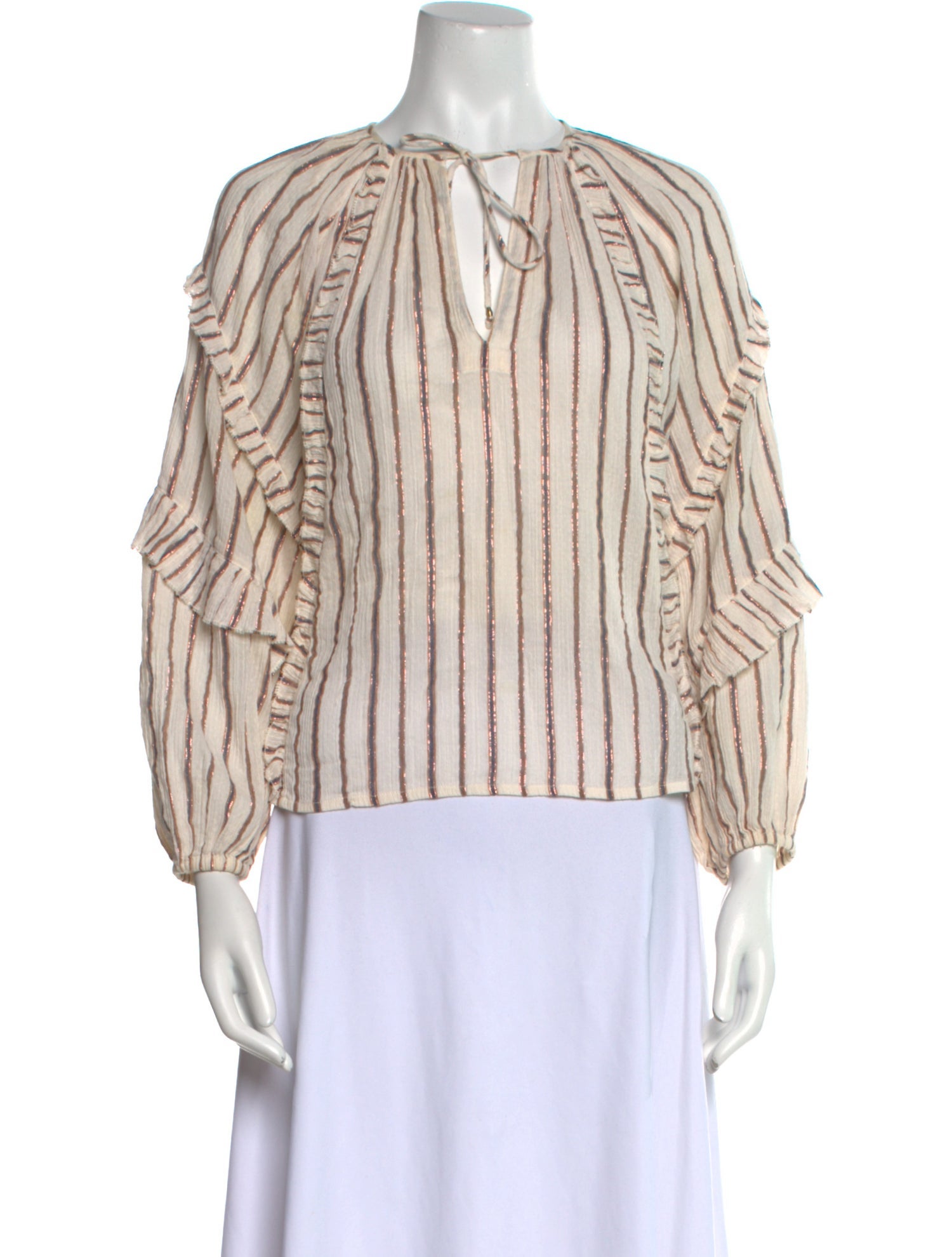 Ulla Johnson Striped Tie Neck Blouse