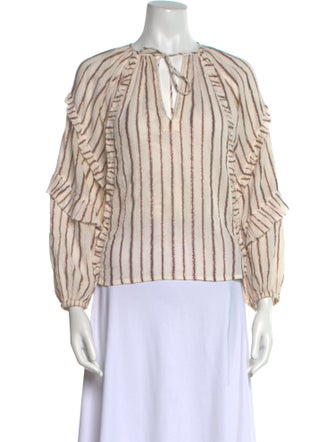 Ulla Johnson Striped Tie Neck Blouse