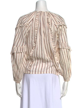 Ulla Johnson Striped Tie Neck Blouse
