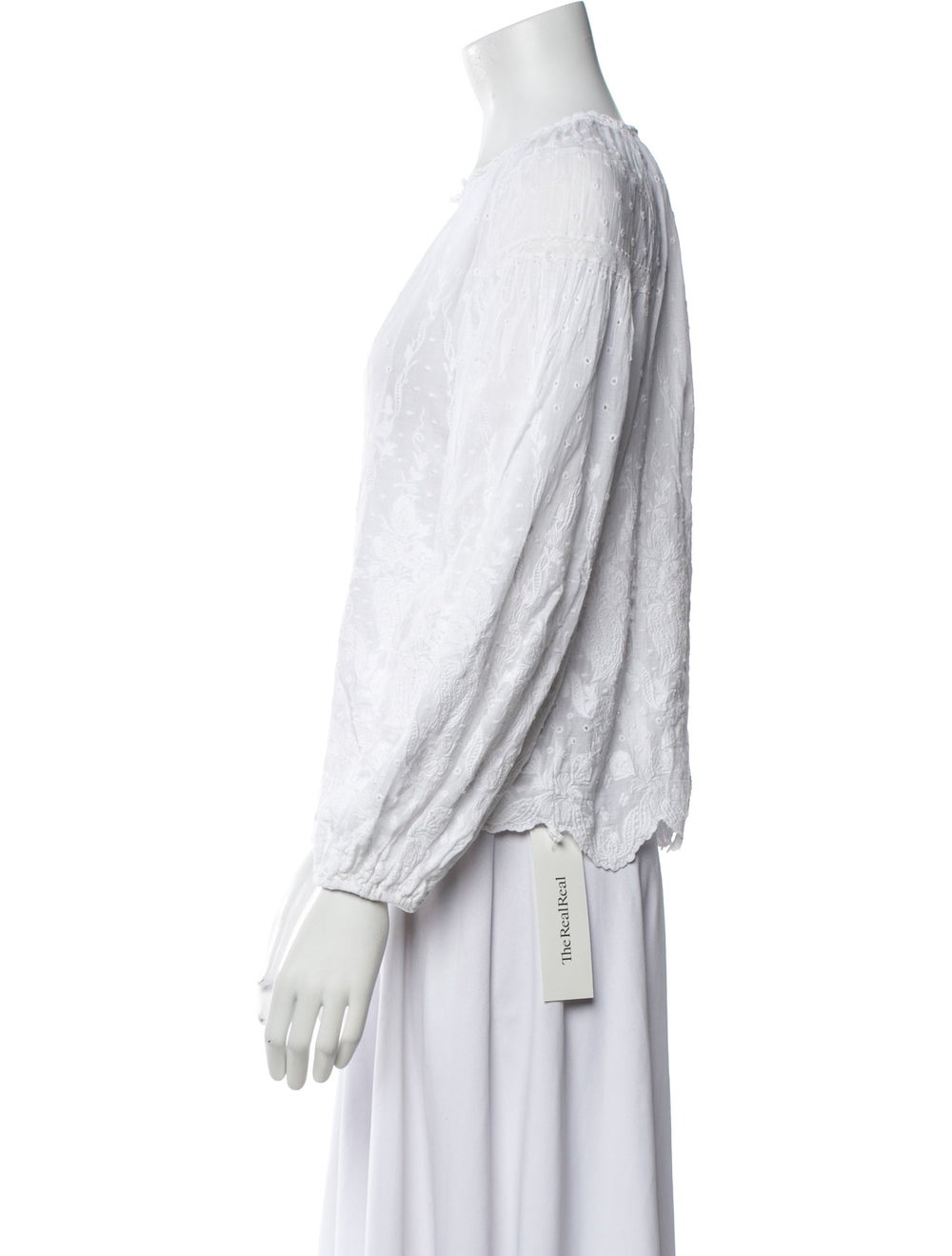 Ulla Johnson Blouse White Patterned Three-Quarter… - image 2