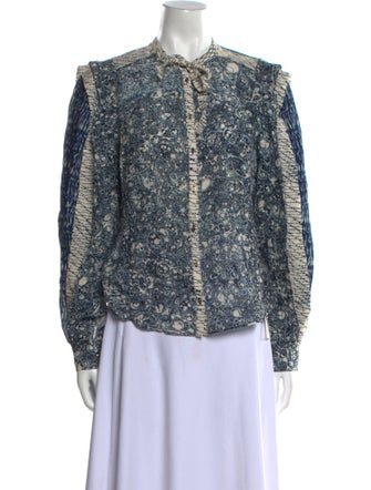 Ulla Johnson Floral Print Mock Neck Blouse