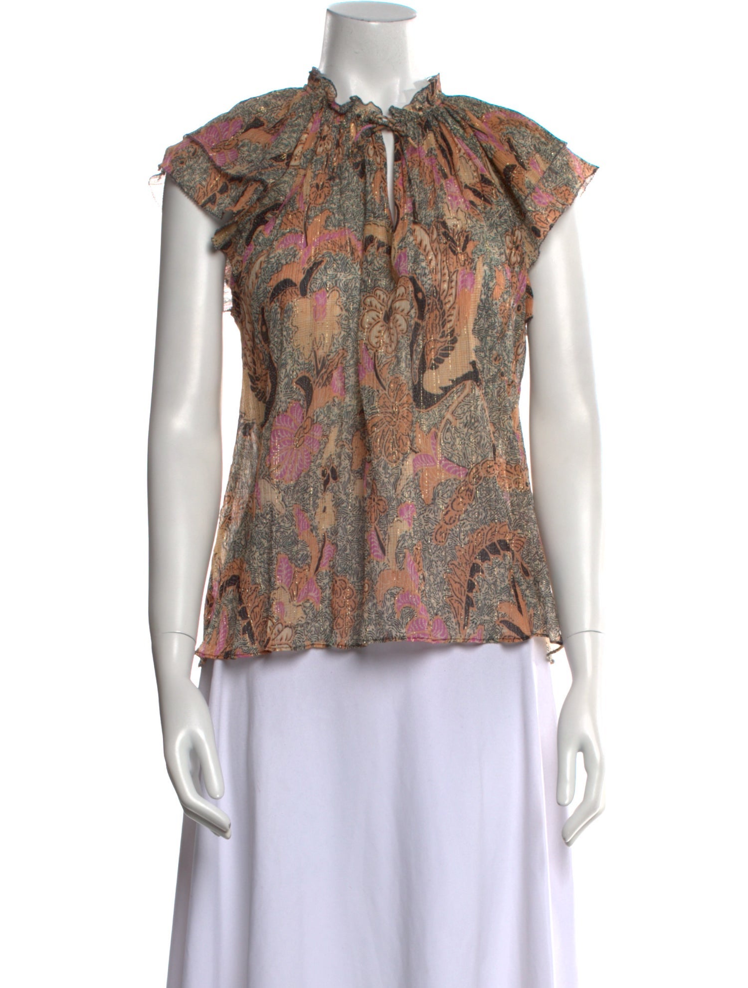 Ulla Johnson Paisley Print Short Sleeve Blouse