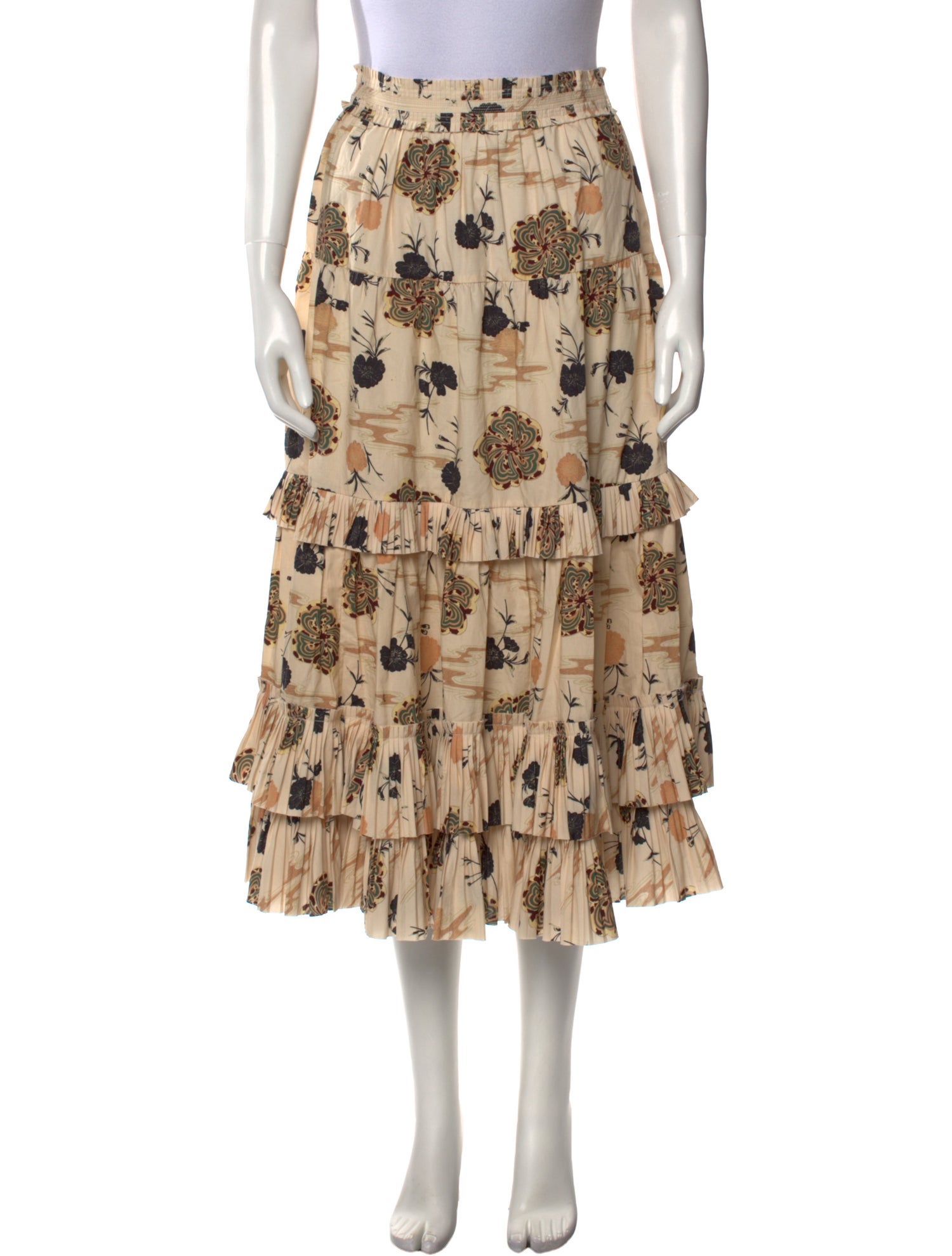 Ulla Johnson Floral Print Midi Length Skirt