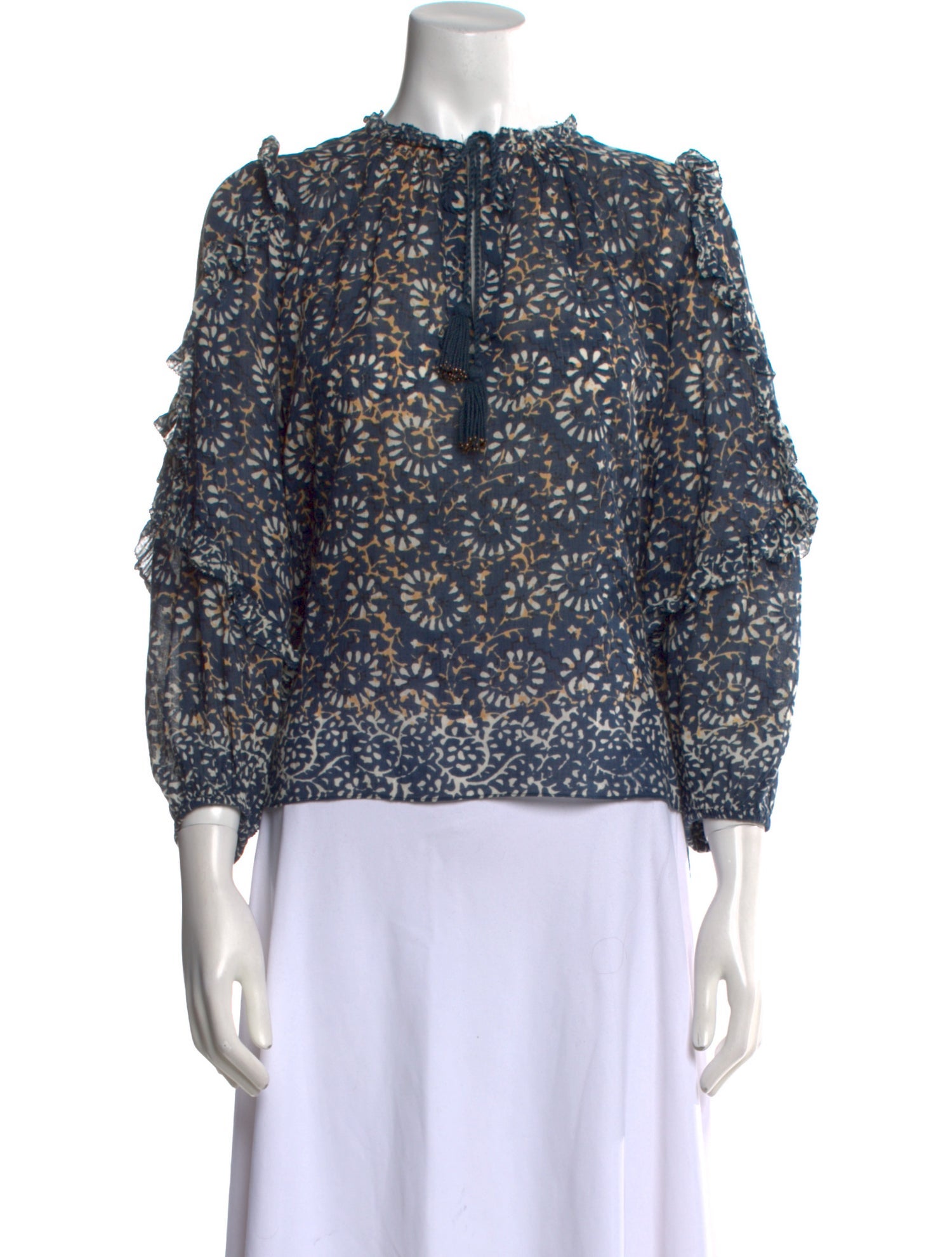 Ulla Johnson Floral Print Tie Neck Blouse
