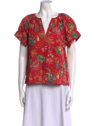 Ulla Johnson Floral Print V-Neck Blouse