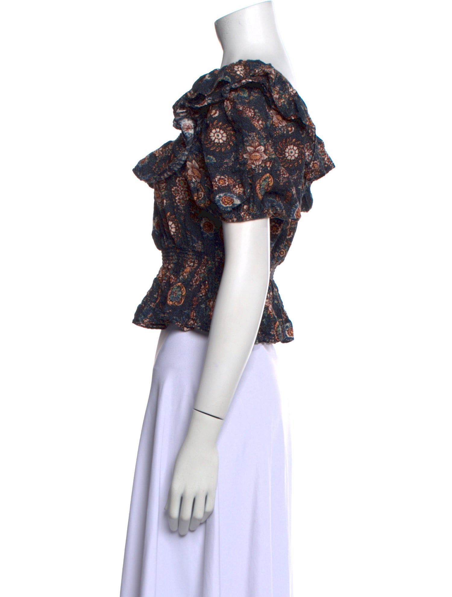 Ulla Johnson Floral Print Square Neckline Crop Top