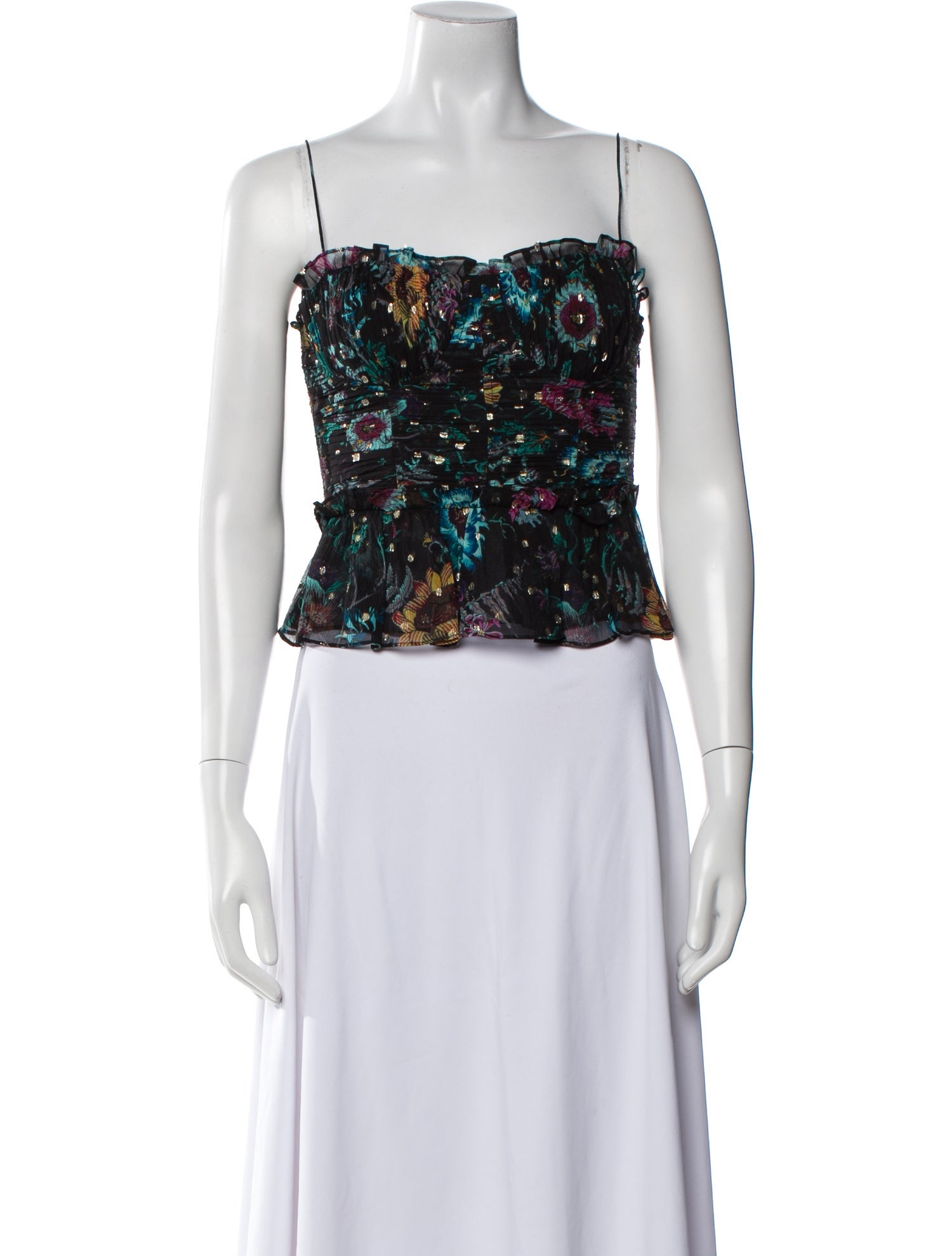 Ulla Johnson Silk Floral Print Crop Top