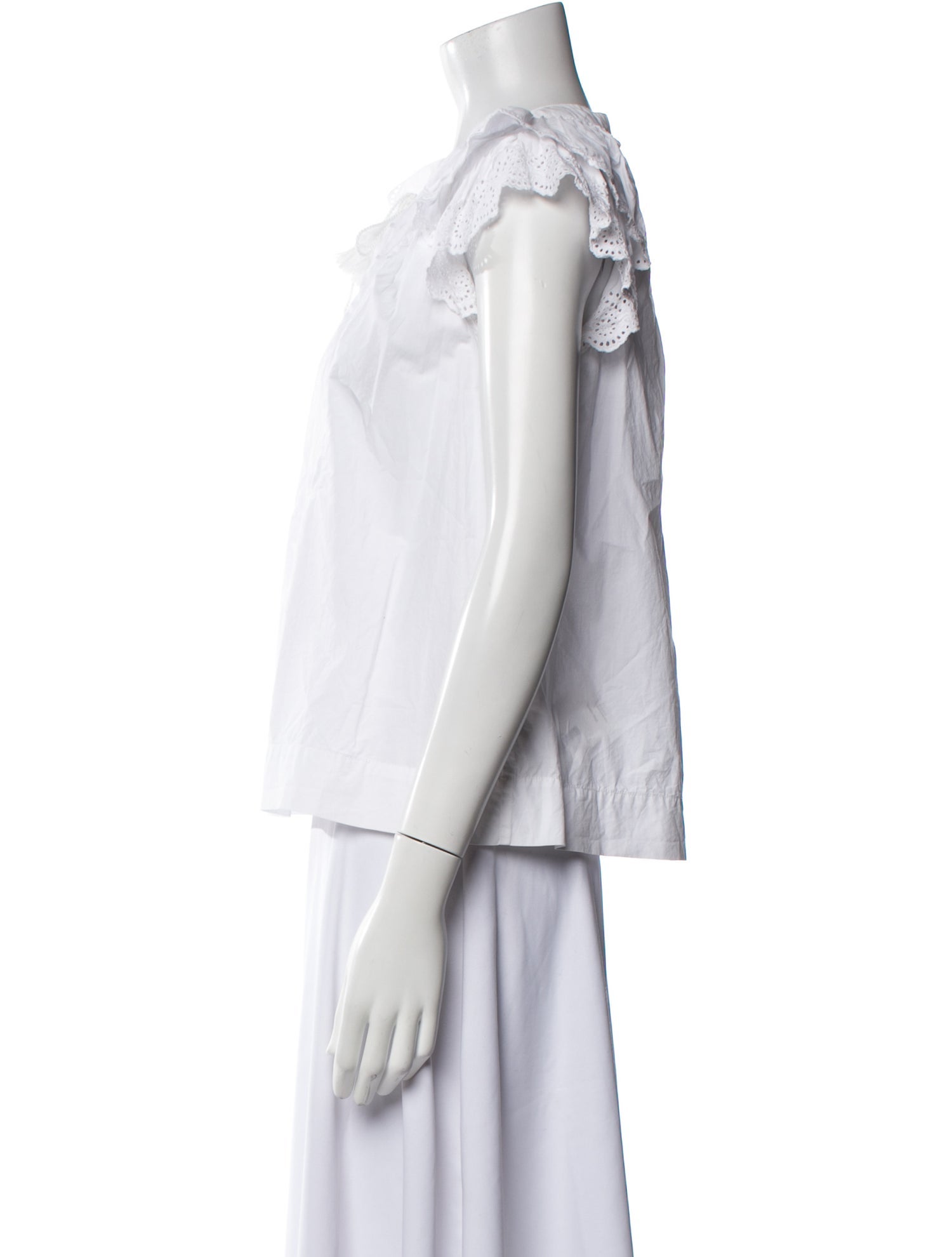 Ulla Johnson Tie Neck Short Sleeve Top