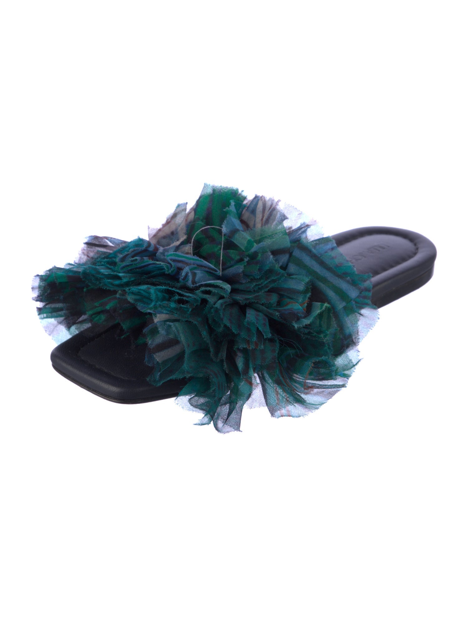 Ulla Johnson Leather Ruffle Embellishment Slides