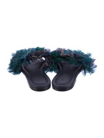 Ulla Johnson Leather Ruffle Embellishment Slides