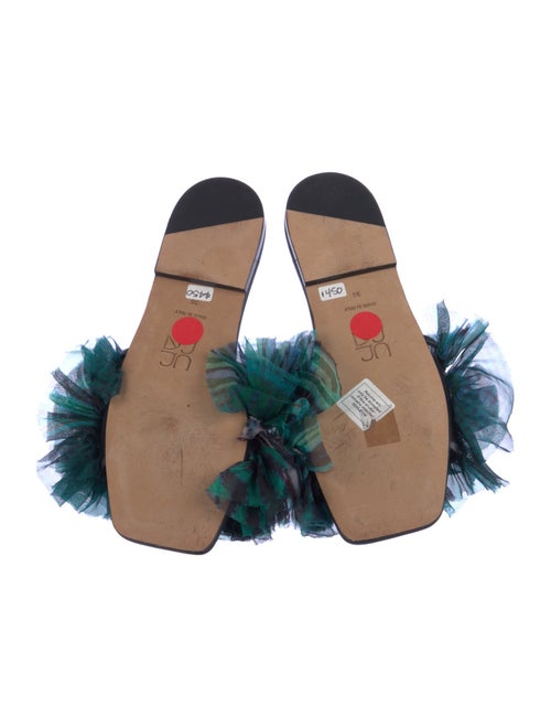 Ulla Johnson Leather Ruffle Embellishment Slides