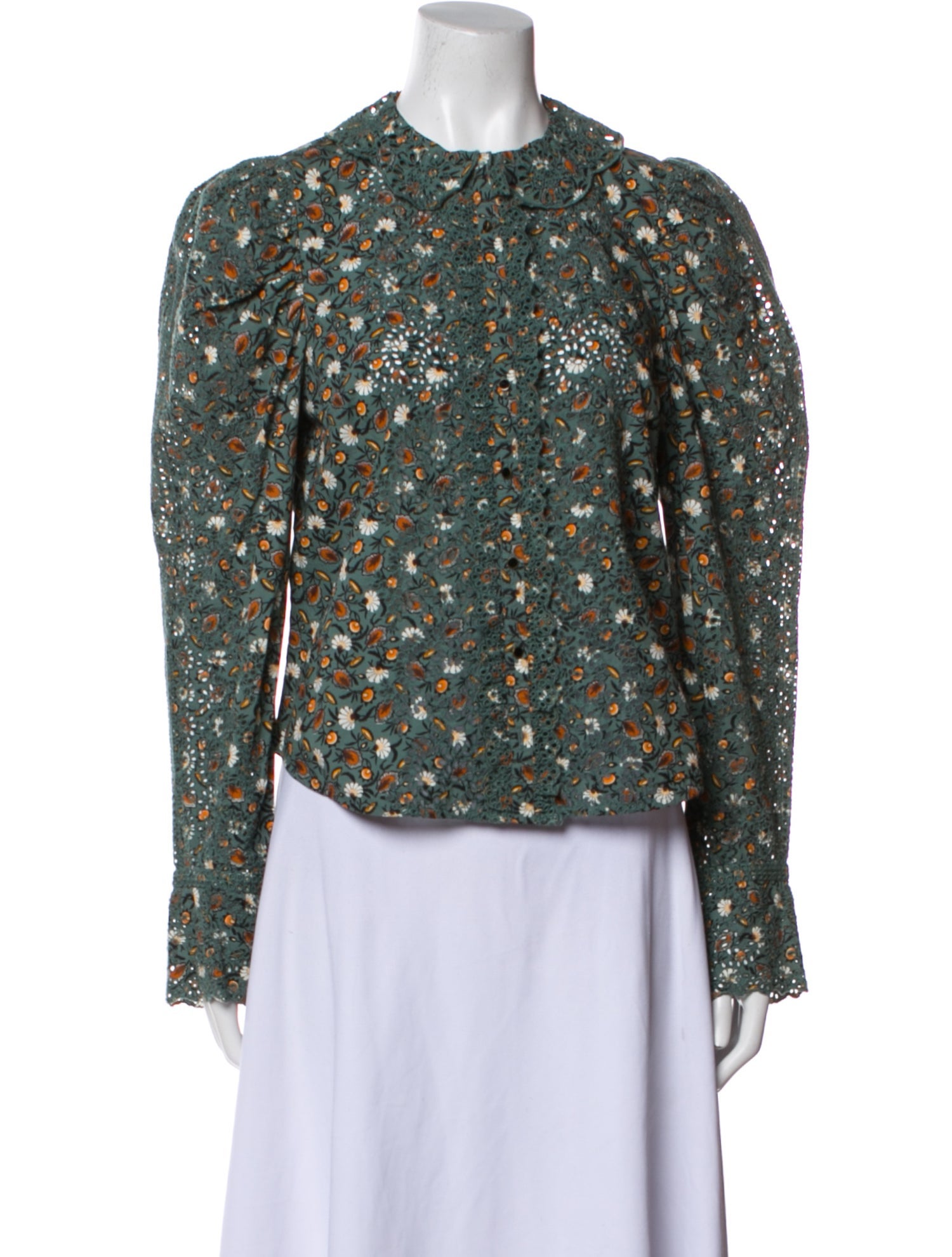 Ulla Johnson Floral Print Crew Neck Blouse
