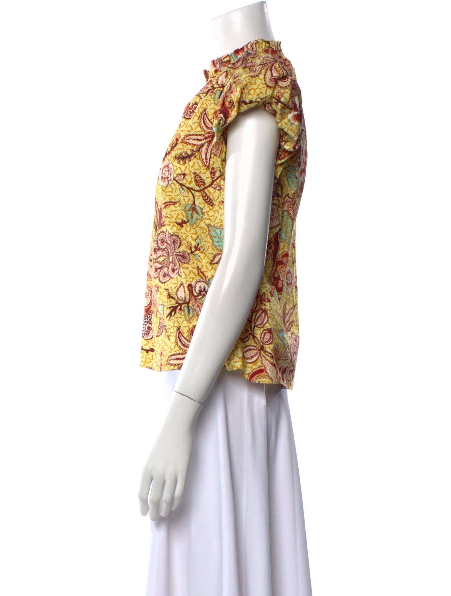 Ulla Johnson Printed V-Neck Crop Top