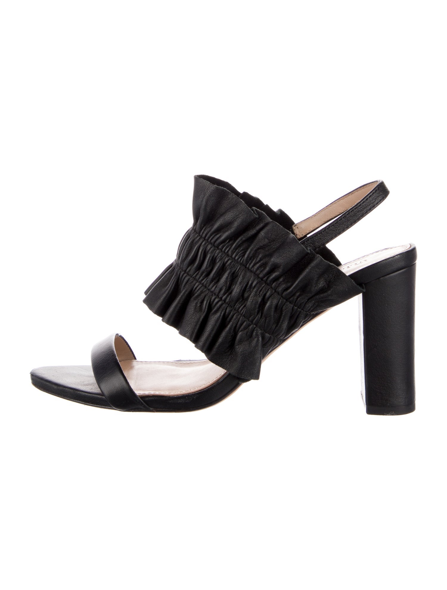 Ulla Johnson Leather Ruffle Embellishment Slingback Sandals