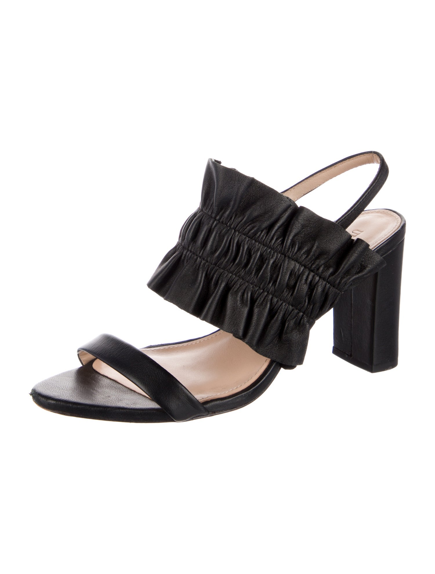 Ulla Johnson Leather Ruffle Embellishment Slingback Sandals