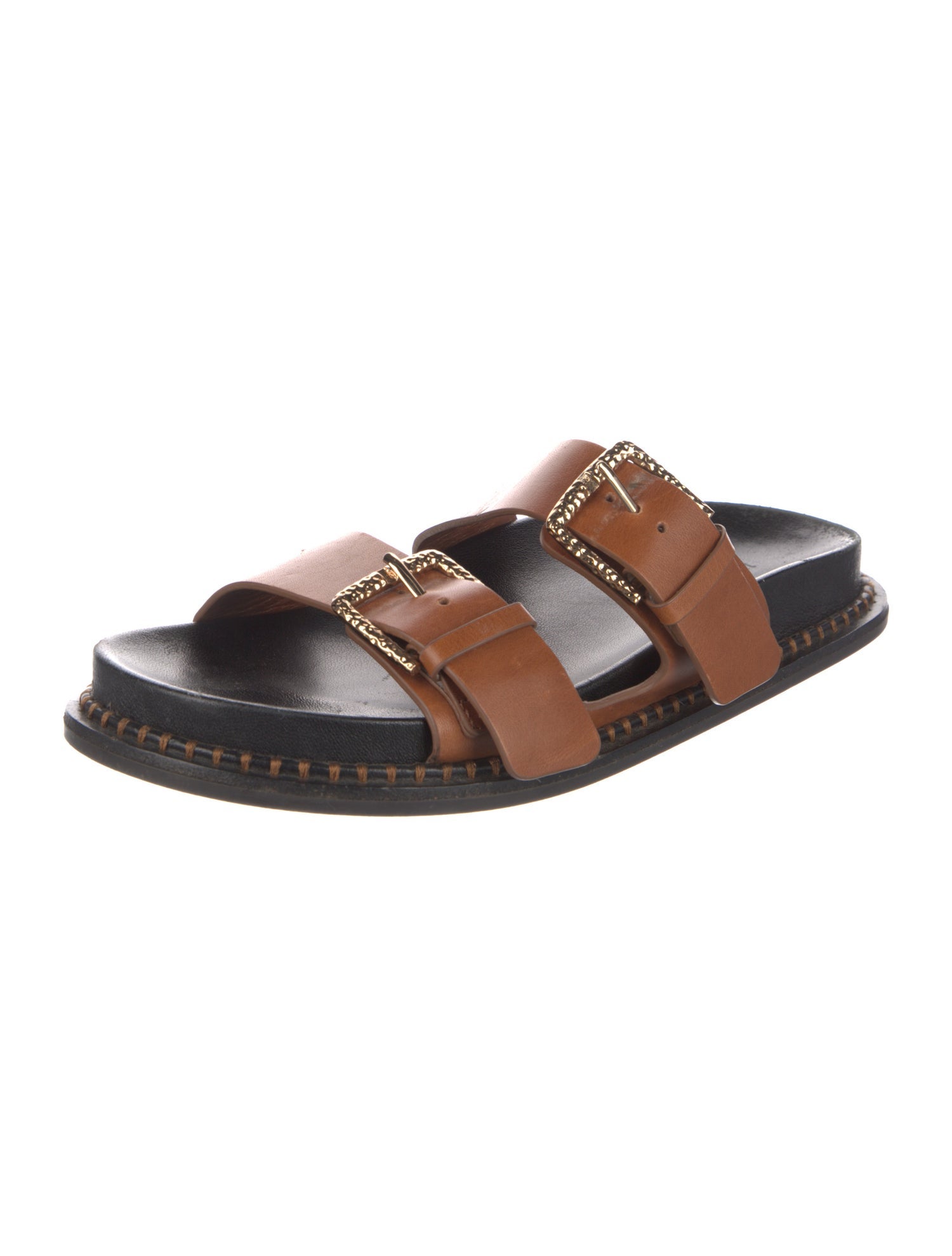 Ulla Johnson Leather Whipstitch Trim Slides