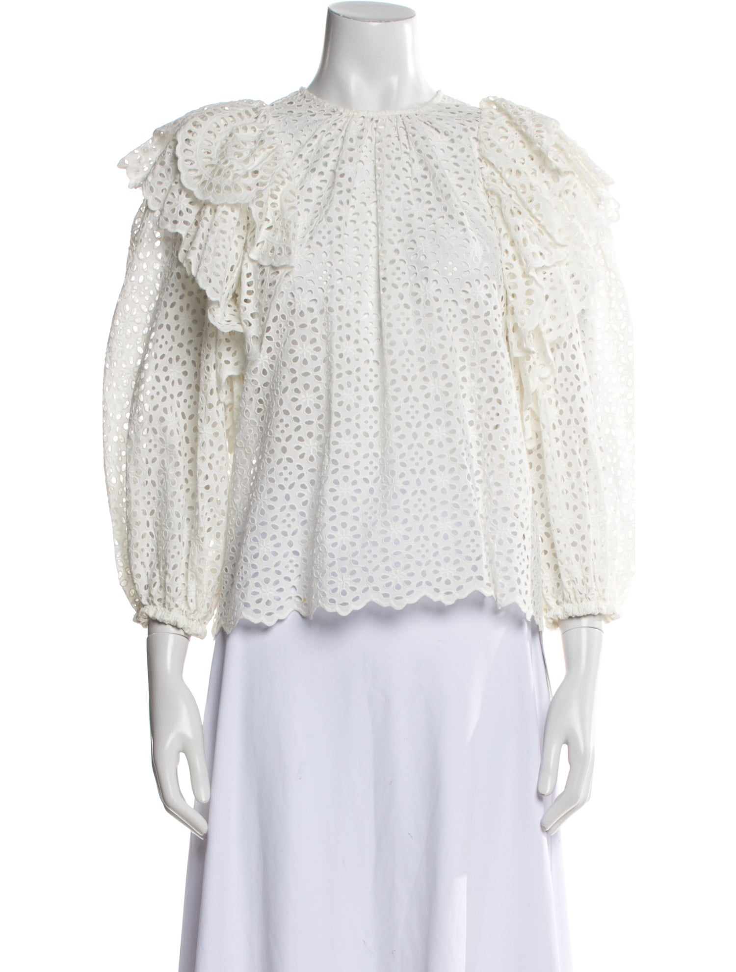 Ulla Johnson Lace Pattern Mock Neck Blouse