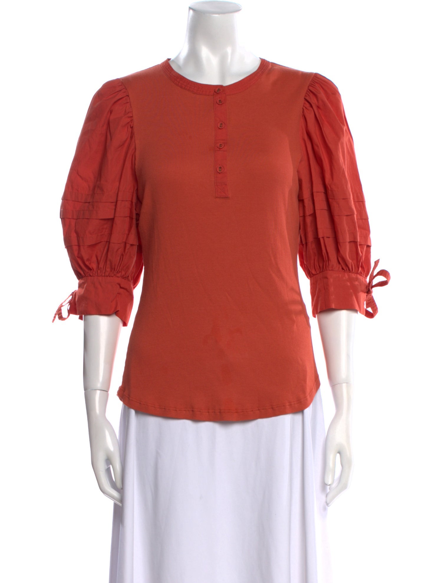 Ulla Johnson Crew Neck Three-Quarter Sleeve Blouse