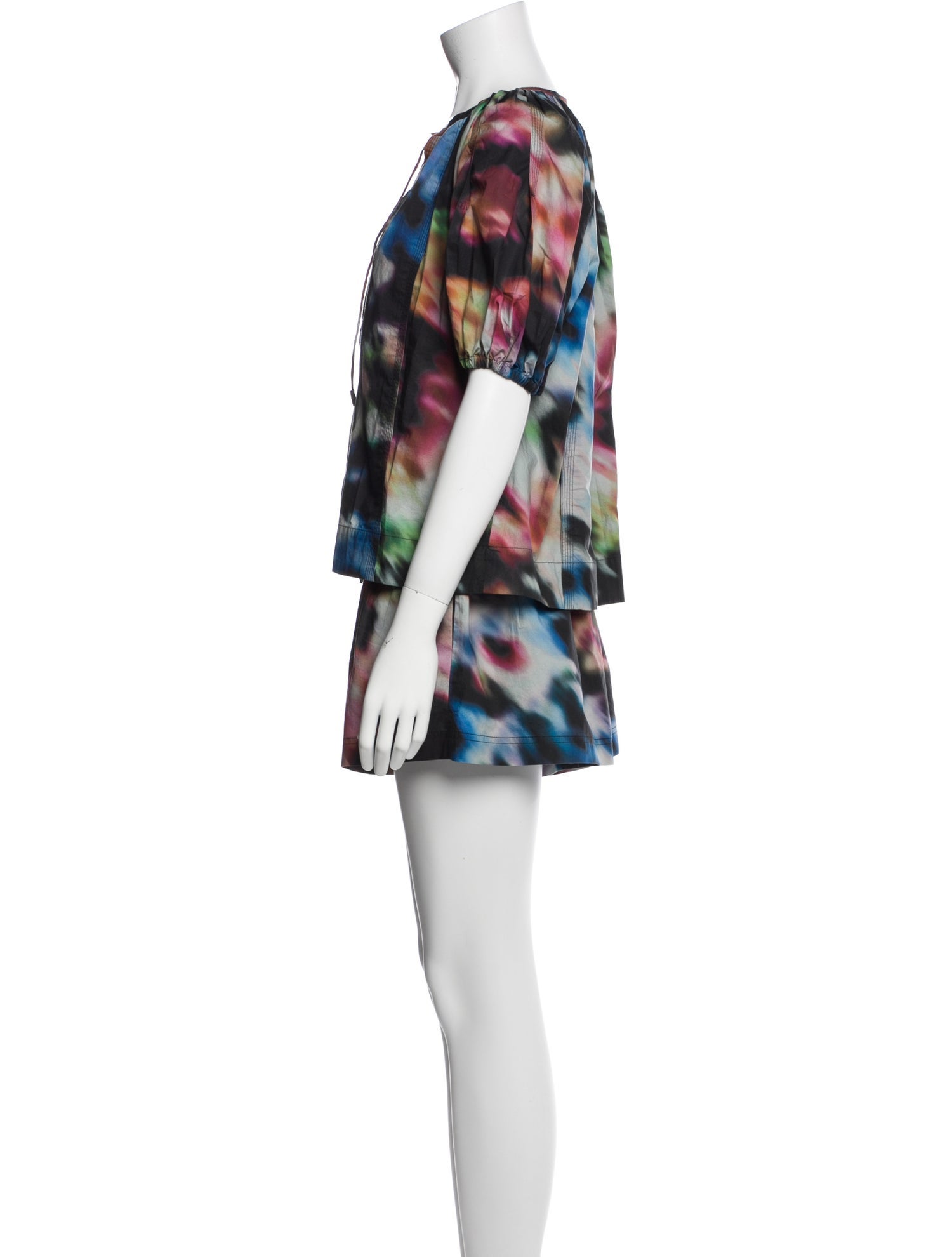 Ulla Johnson Tie-Dye Print Ruffle Embellishment Short Set