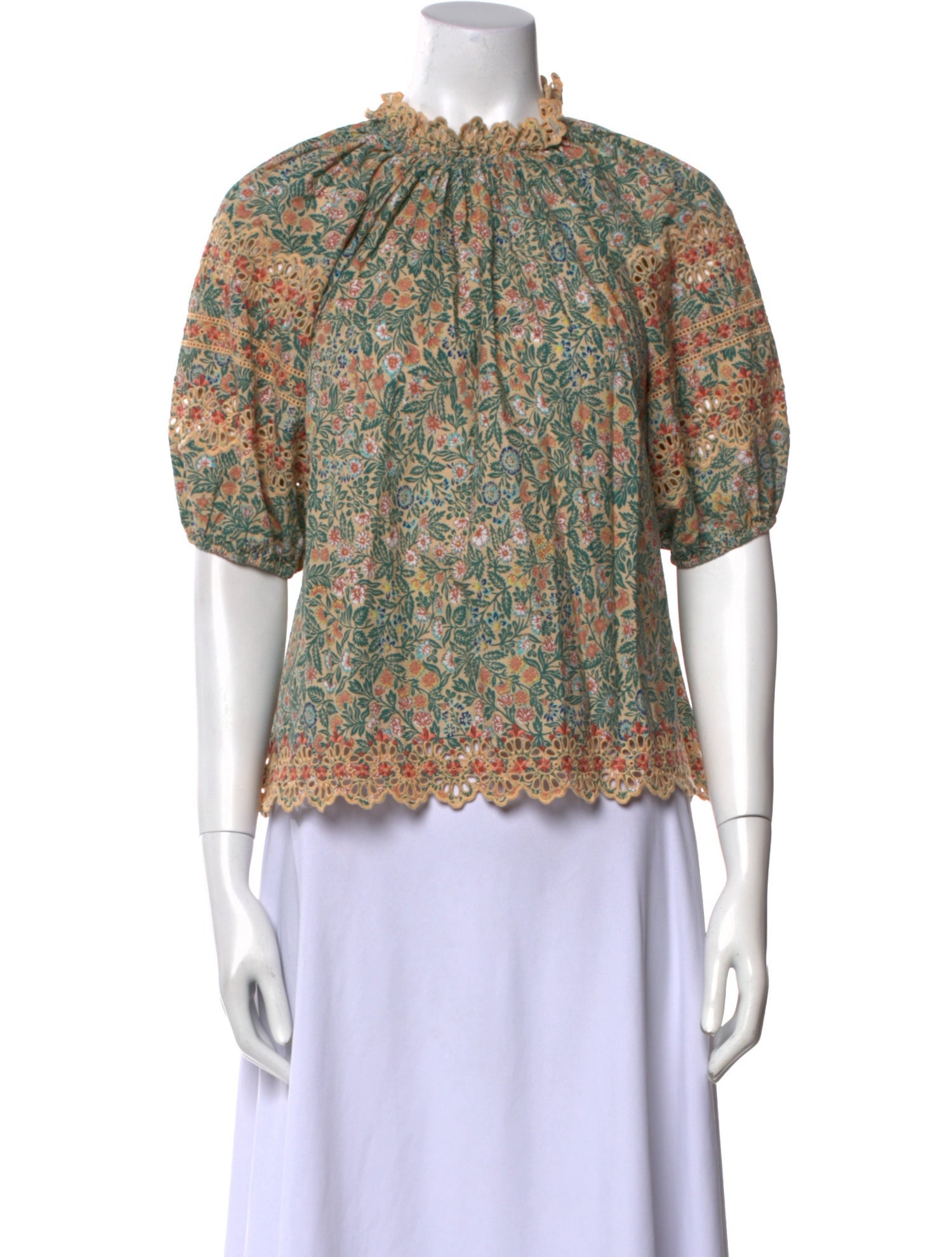 Ulla Johnson Floral Print Mock Neck Blouse